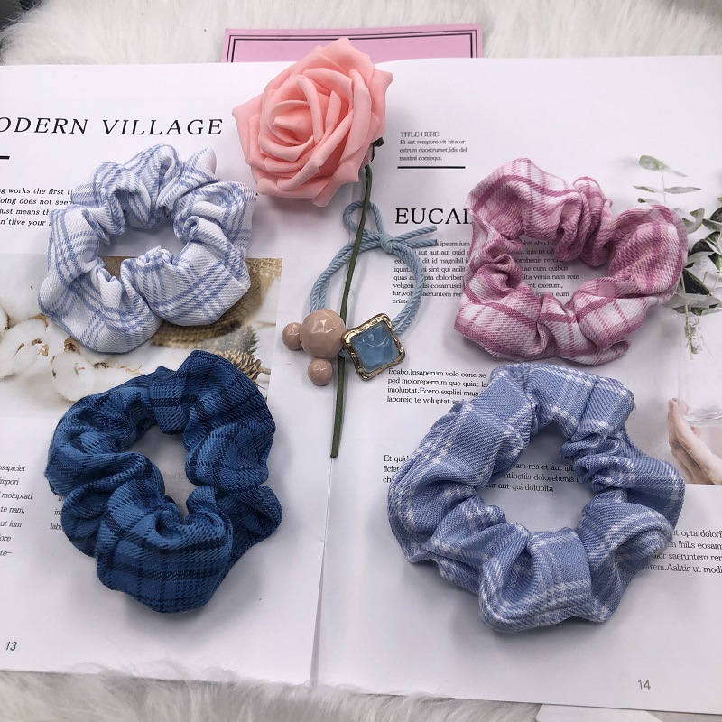 厂家直销批发JK制服面料 BM大格子网红少女发饰发绳发卡发圈