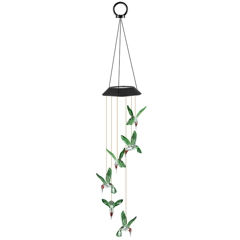New Outdoor Solar Wind Chime Lights Led Colorful Gradient Hummingbird Butterfly Eva Ball Garden Wind Chime Christmas Gift Item Picture
