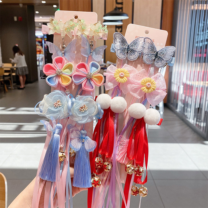 儿童汉服头饰女童古风发夹发饰小女孩流苏发卡公主中国风夹子头花