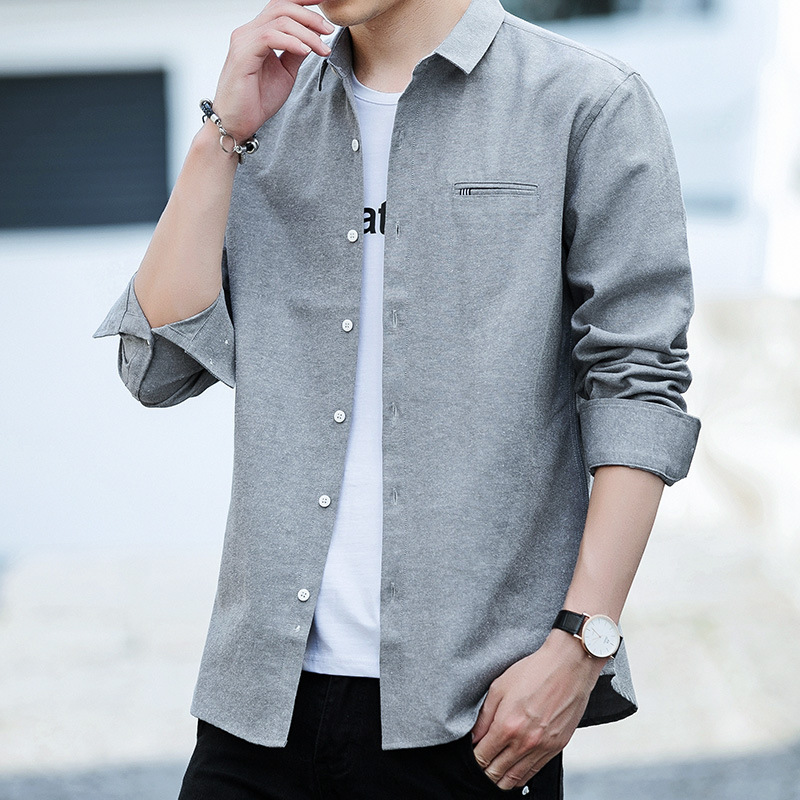 2022 Men's business white-collar shirts, youth casual men's long-sleeved fitted shirts, men's tops, men's workwear Application Scenario