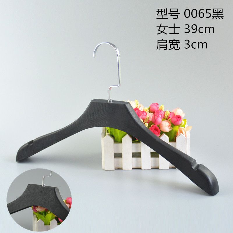 Black matte suit wedding dress plastic hanger wide shoulder anti-drop shoulder no bag men's and women's clothing store coat hanger pants clip Specification image