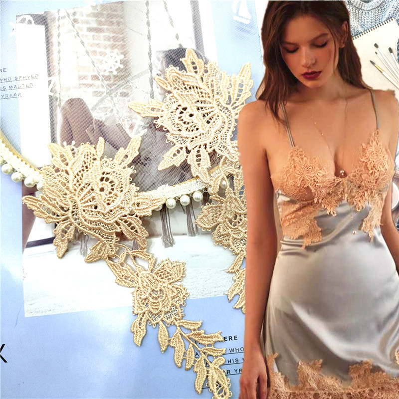 Manufacturers Direct Lace Lace Sexy Underwear Burst Polyester Collar Flower Light Orange Flower High-Grade Clothing Accessories