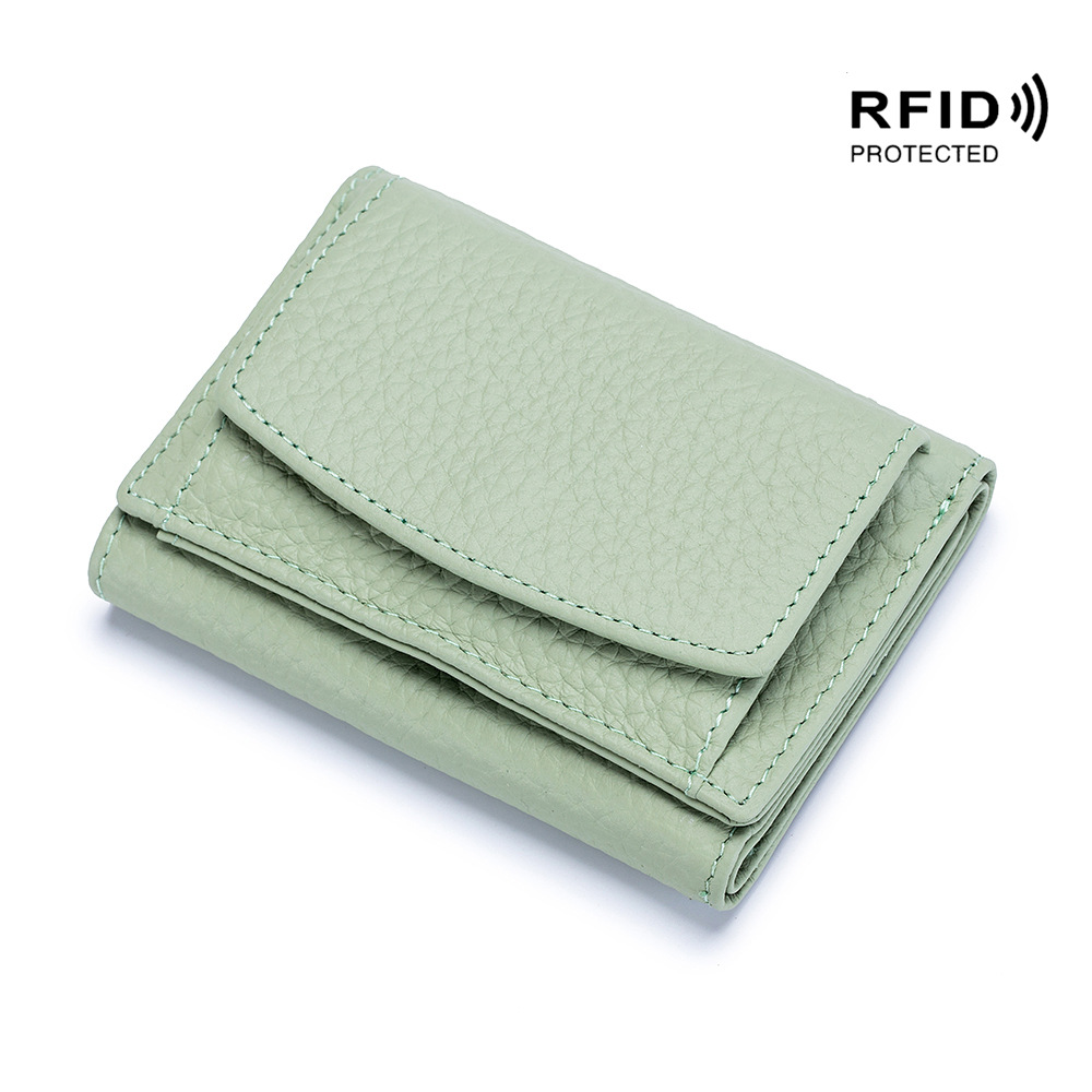 Small Purse Women's Leather Japanese-Style Fabric Rfid Coin Bag Wallet Foreign Trade Women's Mini Purse Short details Picture