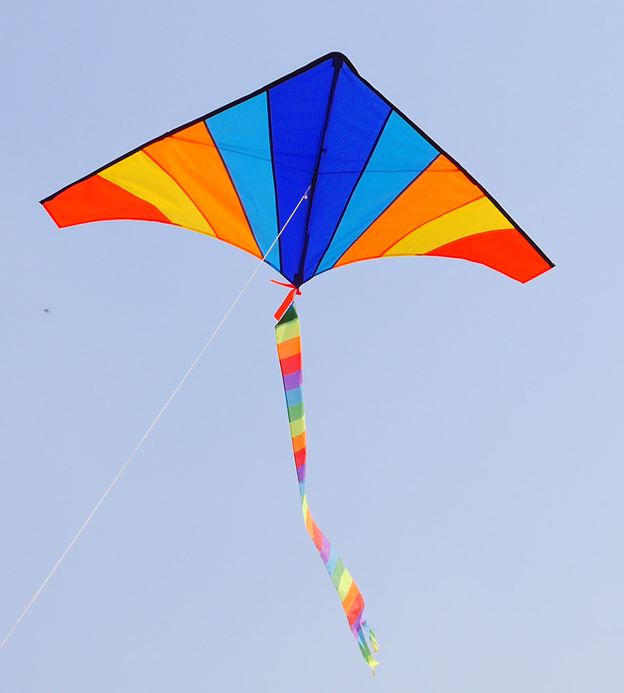 拼接三角风筝彩虹三角风筝儿童彩条风筝厂家供应各种风筝图