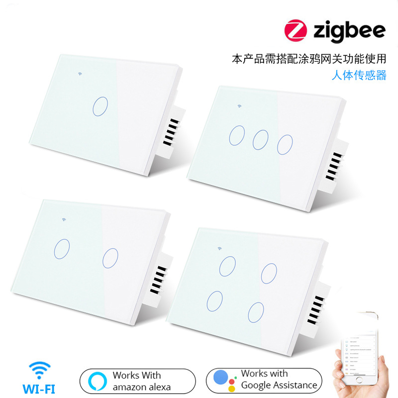 zigbee Doodle 118 Smart Wall Switch Smart Voice Control Touch Switch 1-4 key Switch APP