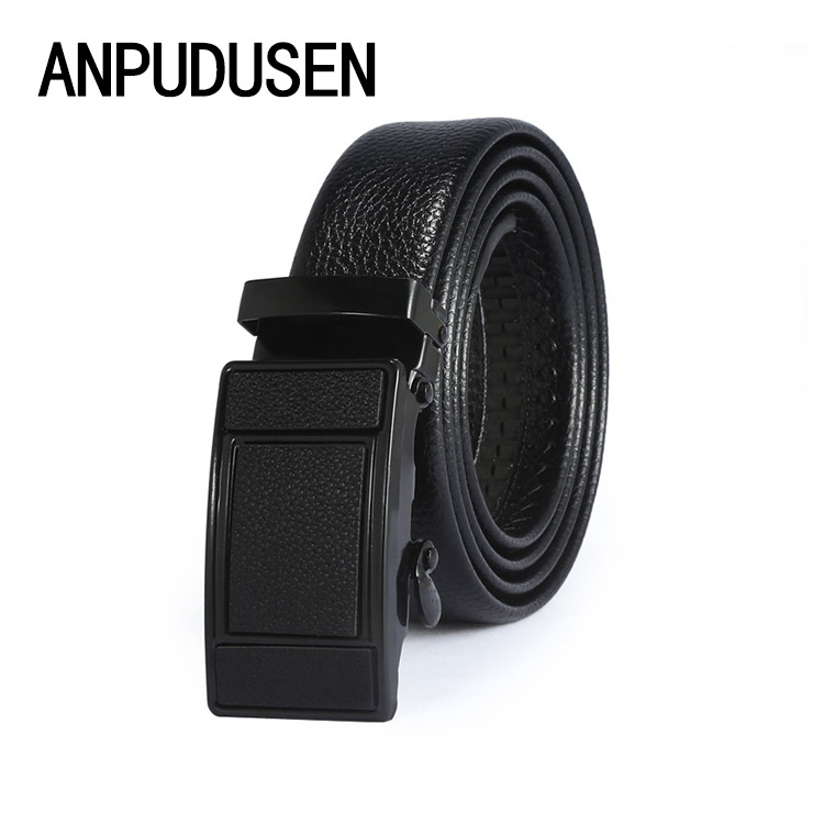 Classic Belt Men Lychee Grain Business Automatic Buckle Belt Stalls Selling Running Rivers And Lakes Manufacturers Spot Wholesale Specification drawing