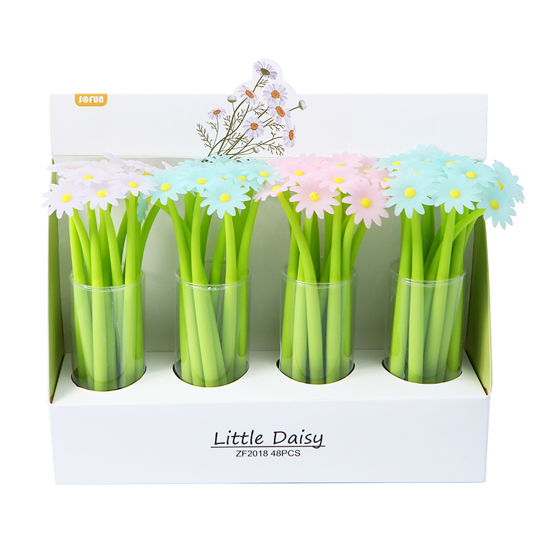Wholesale of color-changing chrysanthemum-shaped student gel pens, flower-shaped pen holders, writing tools, office writing stationery pens Item Picture