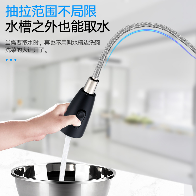 European Kitchen Faucet Pull Out Anti-Splash Head Hot And Cold Household Dish Sink Stainless Steel Faucet Rotation Specification drawing