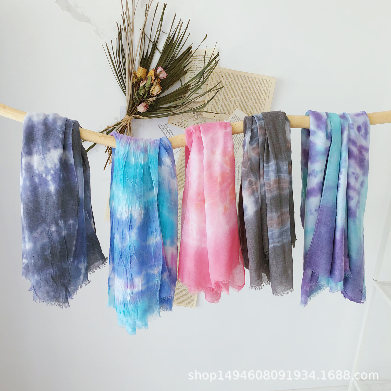 G-Dragon With Tie Dye Scarf Gradient Scarf National Wind Cape Long Colorful Scarf Source Factory Direct Sales Application Scenario