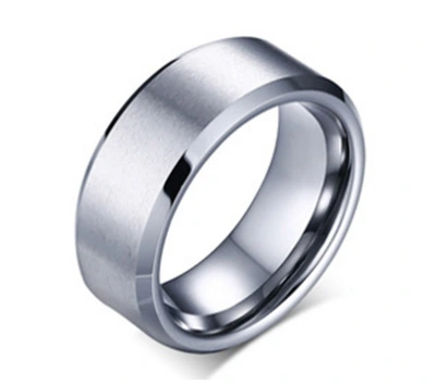 Cross-Border Explosive Jewelry Stainless Steel Double Bevelled Frosted Ring Men's Smooth Brushed Titanium Steel Ring Factory Wholesale