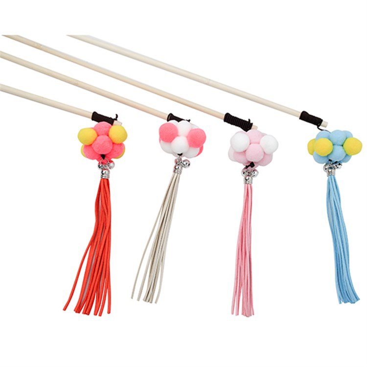 New wooden cat toys, colorful plush balls, suede strips, New Year's festive series of cat products wholesale from the manufacturer Item Picture