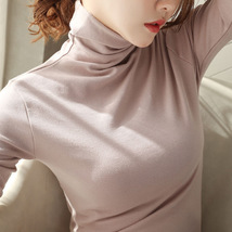 薄款加绒纯色T恤女代发批发春秋新款高领打底衫长袖韩版女装修身