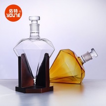 钻石玻璃红酒瓶加厚耐热无铅玻璃磨砂口密封家用透明空玻璃泡酒瓶