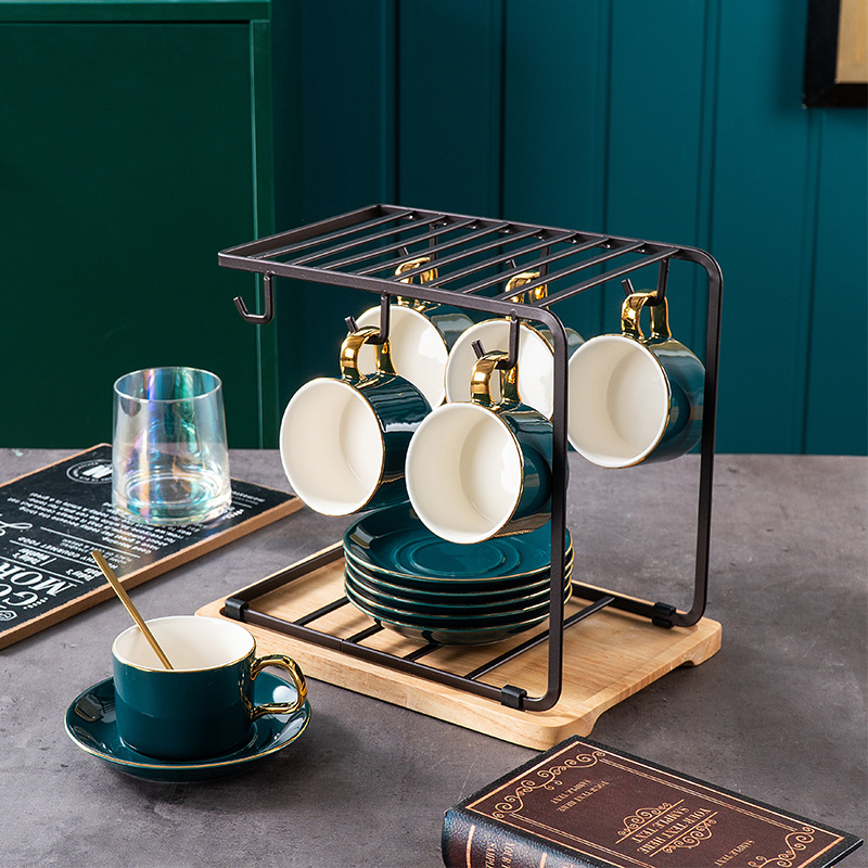 European-style small luxury coffee cup and saucer set with ceramic cups details Picture