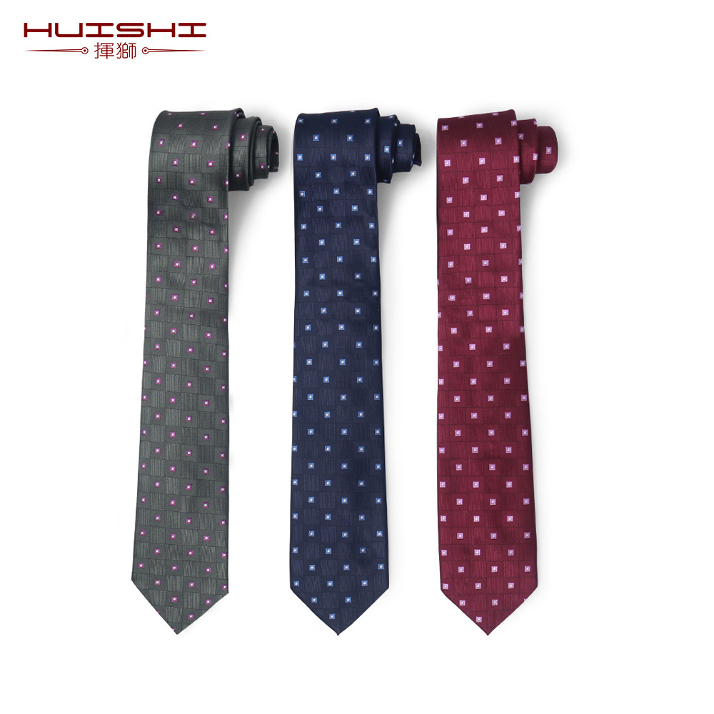 现货领带直供商务休闲男士高密度提花领带8CM方格纹男士手打领带图