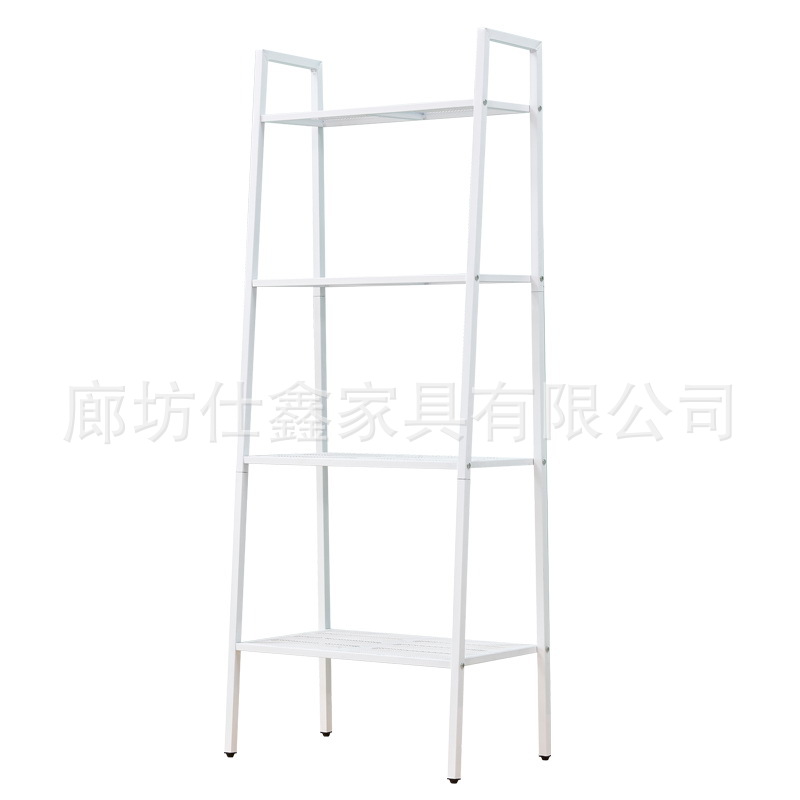 Storage Shelf Floor Type Kitchen Floor Storage Shelf Iron Art Bookshelf Balcony Living Room Flower Shelf Multi-Layer Storage Organizer Shelf Item Picture