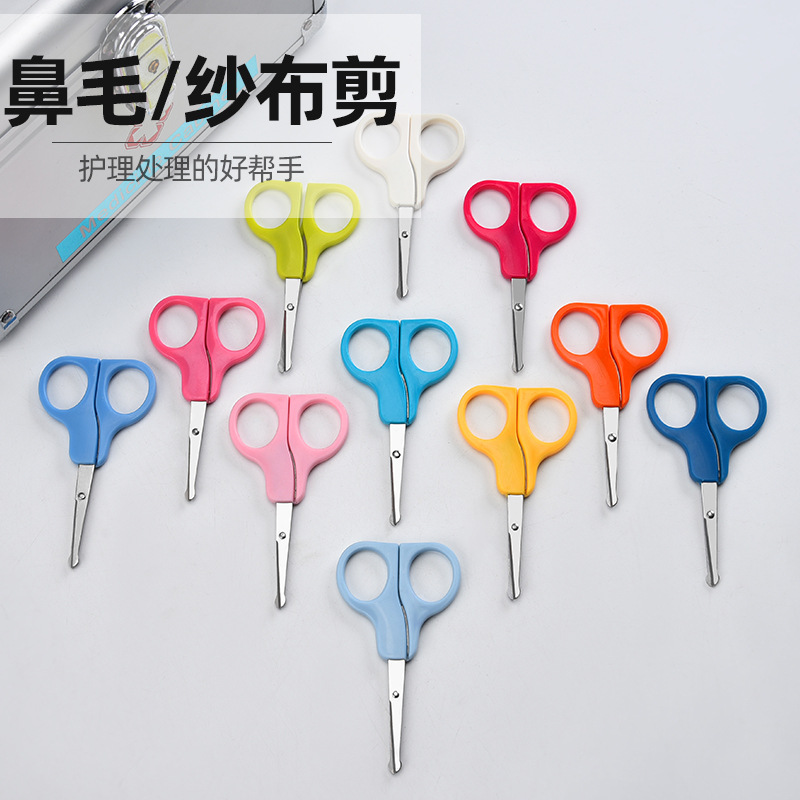 Factory wholesale stainless steel office student scissors, children's paper cutting stationery, hand scissors, plastic handles details Picture