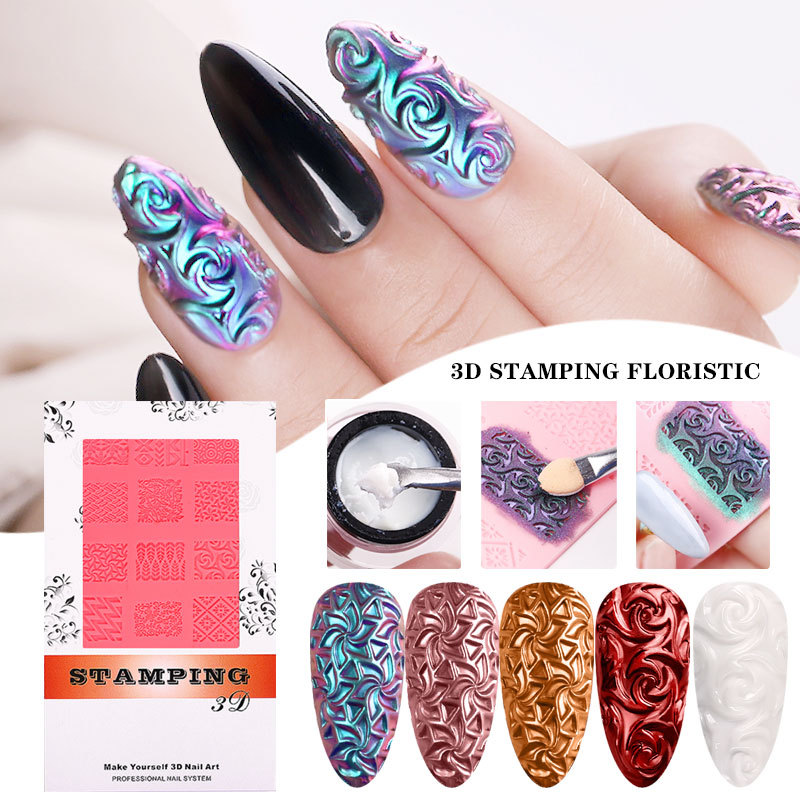 Cross-border nail silicone printing template plastic template 3D three-dimensional relief spot wholesale