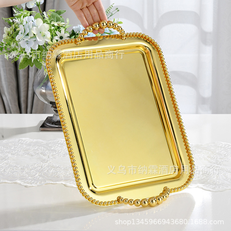 European Metal Plated Silver Bead Point Square Tray Fruit Tray Cake Tray Baking Party Ktv Wedding Supplies Application Scenario