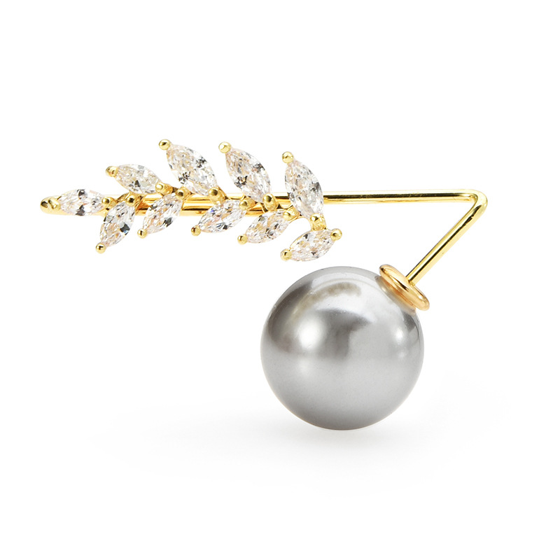 Anti-slip branch pearl simple brooch pin Creative buckle pin collar pin fixed buckle clothes accessories women Item Picture