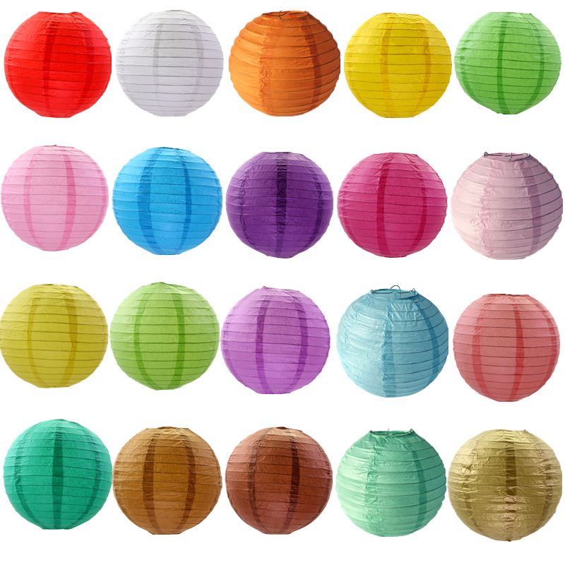 Wholesale handmade round colored paper lanterns for Mid-Autumn, New Year's Day and Spring Festival parties, shopping mall decoration and festive items