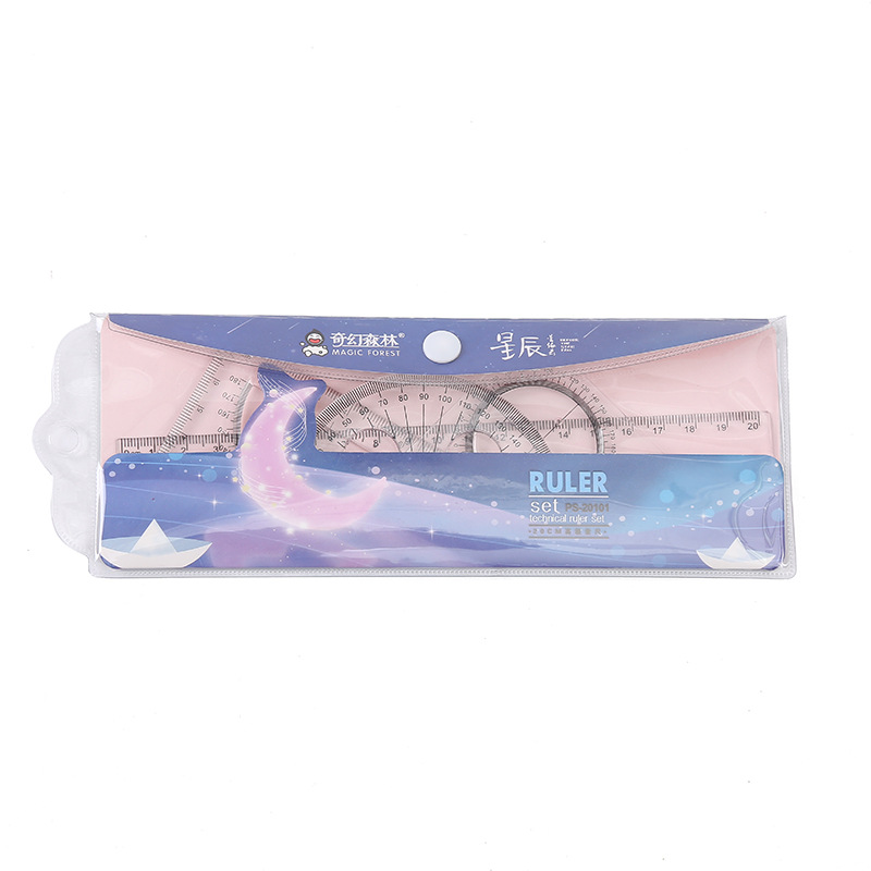 Student set of ruler 20cm square trigonometry protractor set of 4 pieces of transparent ruler set customization Item Picture