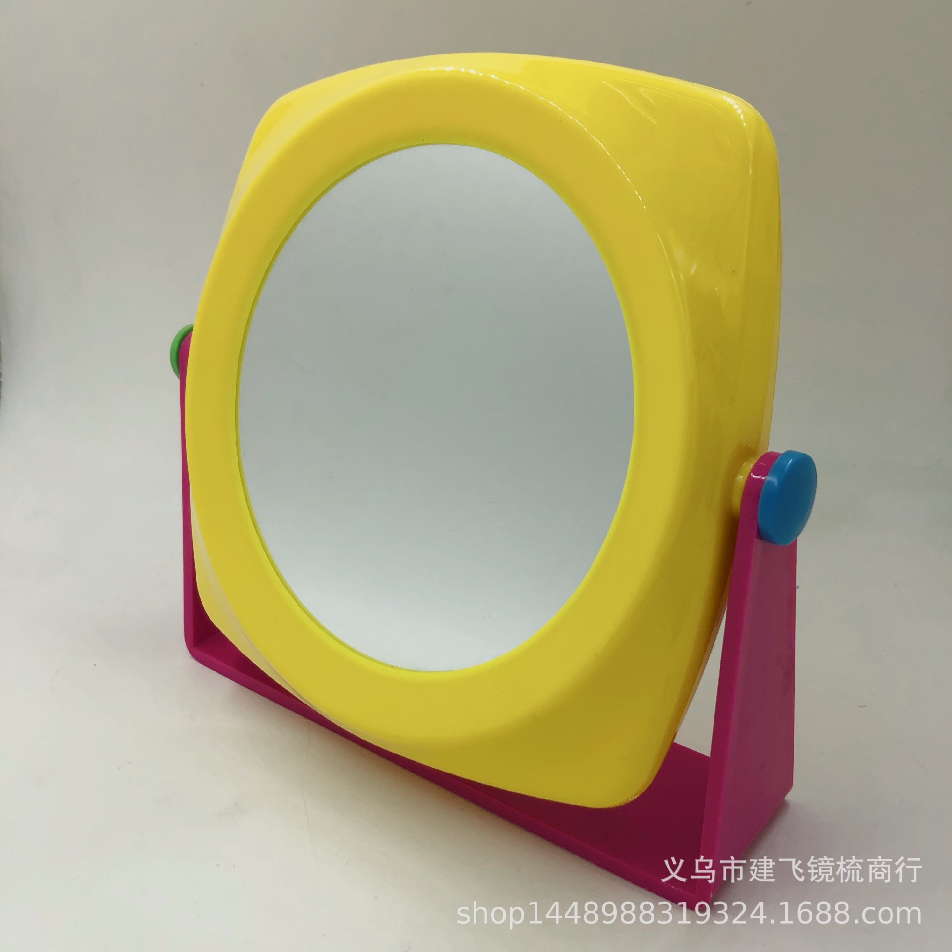 Hot Korean Two-Color Table Mirror Creative Cute Mini Desktop Mirror High-Grade Plastic Rotating Makeup Mirror Makeup Mirror Makeup Mirror Makeup Mirror Item Picture