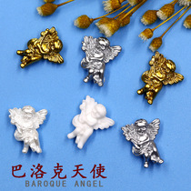 New relief nail decoration Baroque angel Baby gold white pearl frame little red angel