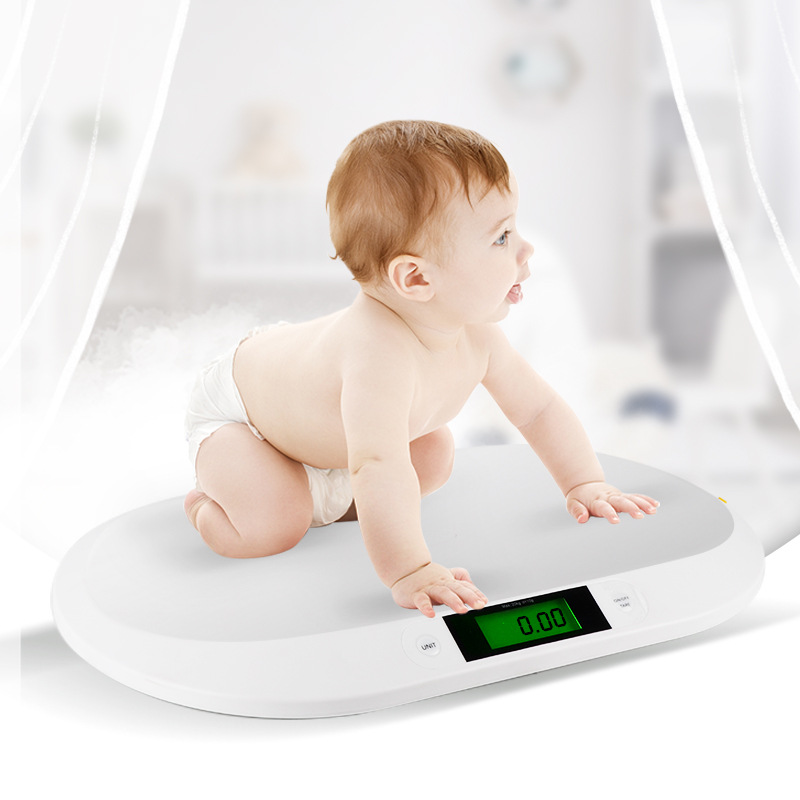 外贸新款新生儿体重电子秤带卷尺20kg迷你婴儿秤邮包称身高测量仪图