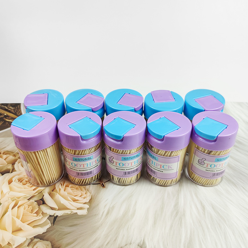 Disposable toothpick bottle, bamboo, simple and high-end toothpick, portable toothpick holder, street stall supermarket toothpick box Specification image
