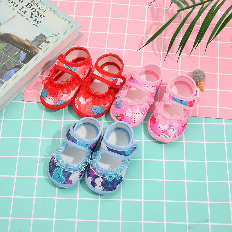 3-12 Months Spring And Autumn Newborn Cute Baby Shoes Princess Lace Soft Soled Baby Shoes Step Shoes