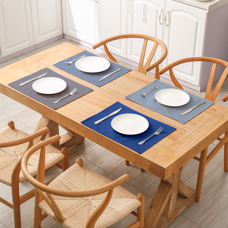 Cross-Border Home Simple Solid Color Placemat Northern Europe Hot Insulation Western Placemat Kitchen Household Rectangular Cotton Hemp Coaster Specification drawing