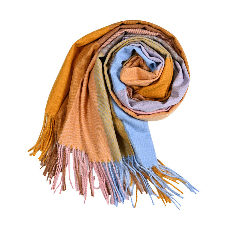 Korean Imitation Cashmere Scarf Women Soft Waxy Warm Tassel Shawl Winter All Match Men Plaid Scarf Wholesale Item Picture
