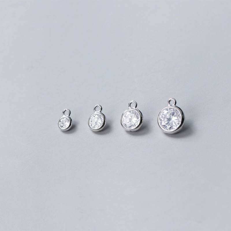 S925 Silver Double Ring Micro-Inset Zircon Single Ring Pendant Double Ring Bracelet Necklace Link Buckle Accessories S0864 Item Picture