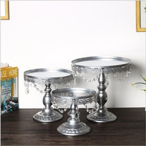 Silver cake rack Dessert shop Wedding housewarming dinner cake rack Anniversary celebration exhibition Dessert bowl rack plate