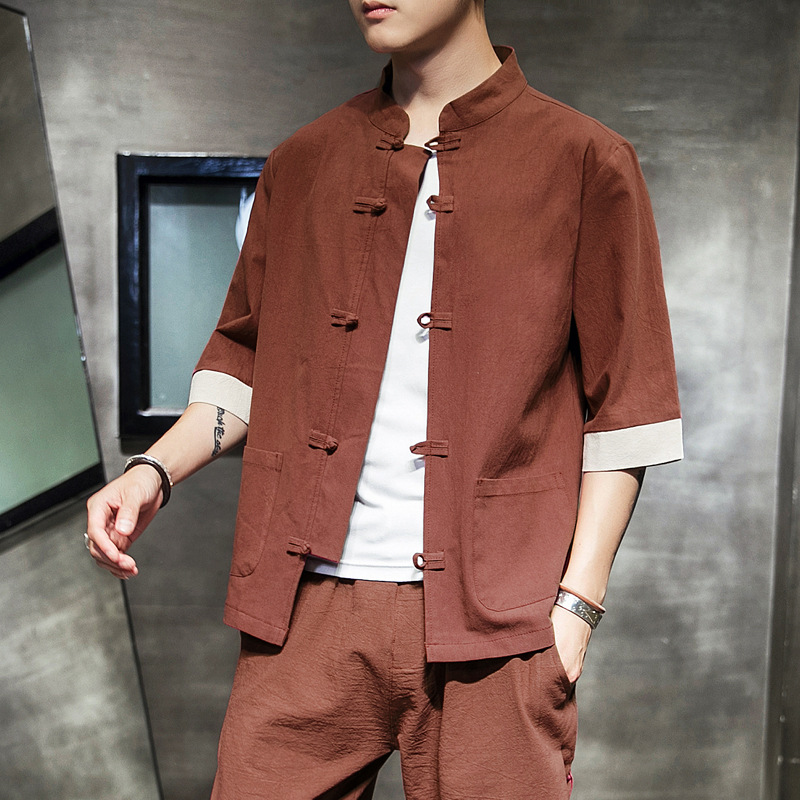 2020 Summer New Chinese Style Cotton And Linen Tray Buckle Tang Suit Men's Retro Large Size Fashion Linen Men's Casual Coat