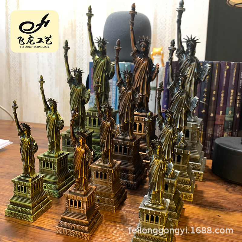 美国创意金属合金家居工艺品摆件自由女神像摆件复古欧式摄影道具