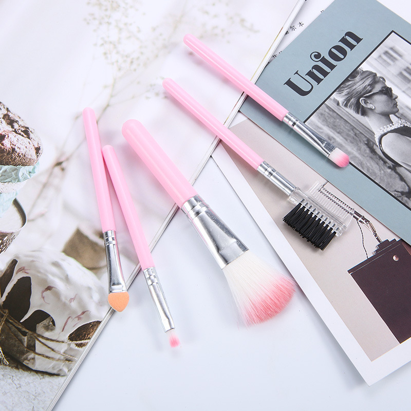 Portable Fiber Hair 5 Makeup Brush Set Small Set Eye Shadow Refresh Hand Beauty Tools Manufacturers Foreign Trade Stock Specification drawing