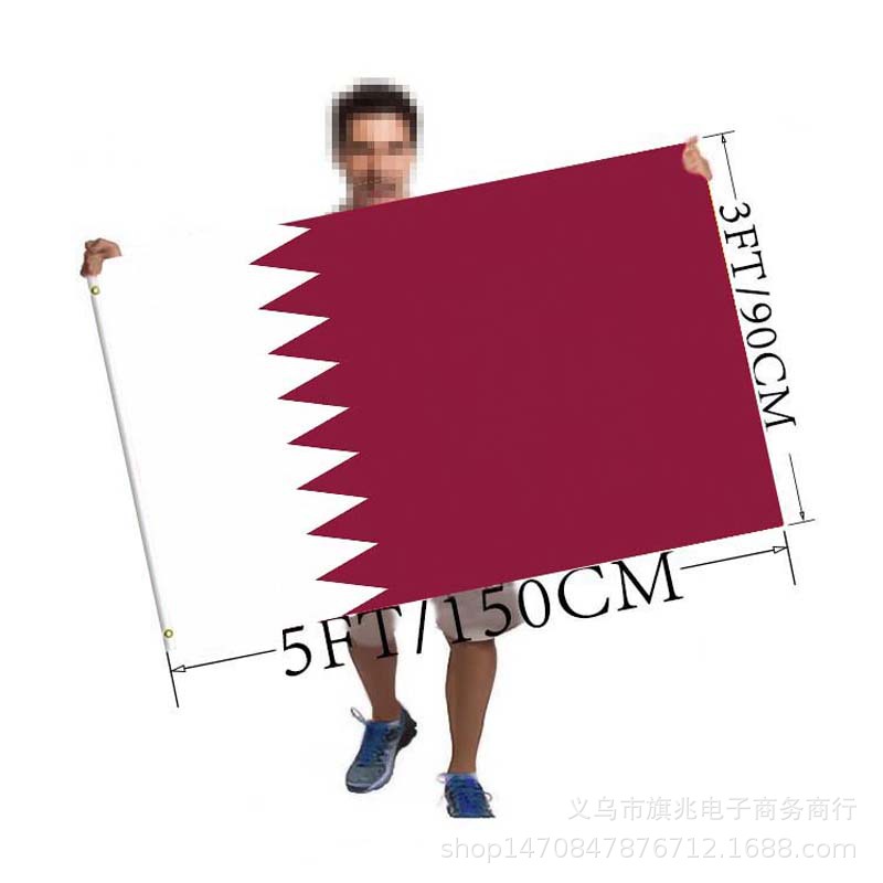 批发足尺寸3*5英尺90*150cm卡塔尔国旗涤纶旗帜图