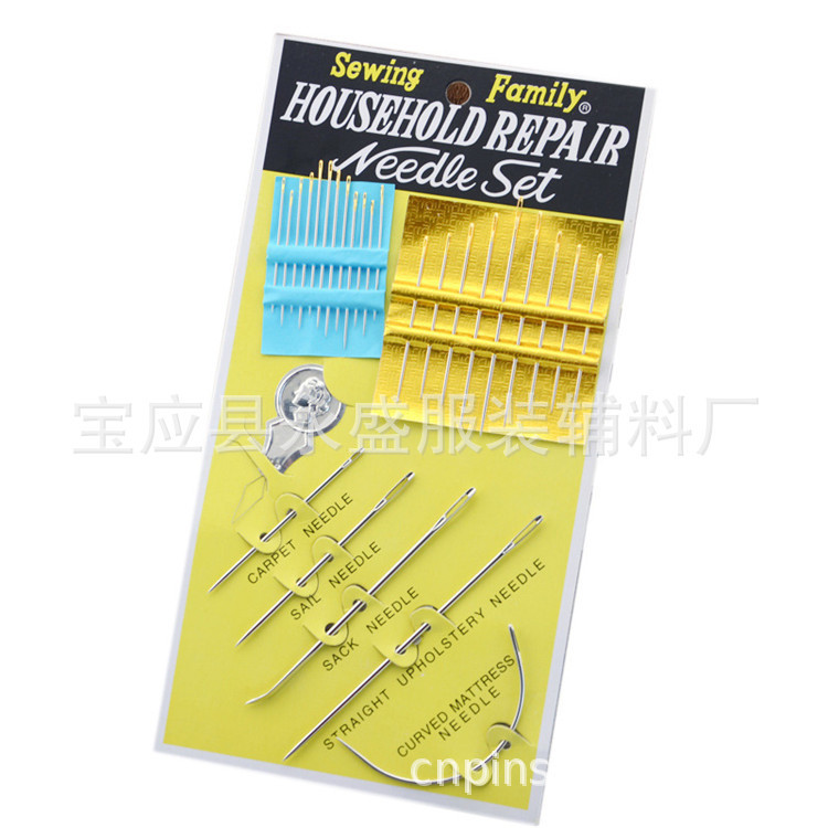Factory wholesale 25-piece hand sewing needle set, with multiple specifications of straight and curved needles, including needle threading tools and sewing accessories such as needle cards