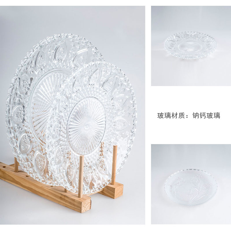Creative living room plates, round glass flat plates, pastry plates, dessert arrangement plates, dried fruit plates, bowl, plate and dish sets details Picture