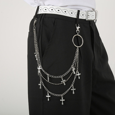 Hip hop trad metal multiloop round bead hebilla cadena calle tendencia personalidad pantalones con colgante fábrica al por mayor Item Picture