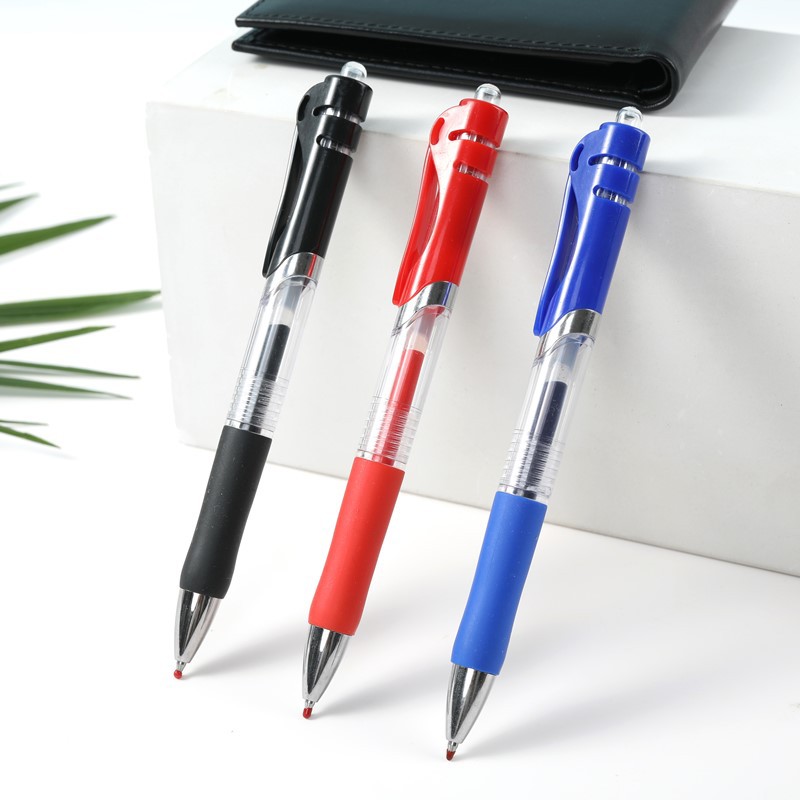 K35按动中性笔0.5mm黑色笔签字笔批发红色蓝色弹簧笔学生用详情图2