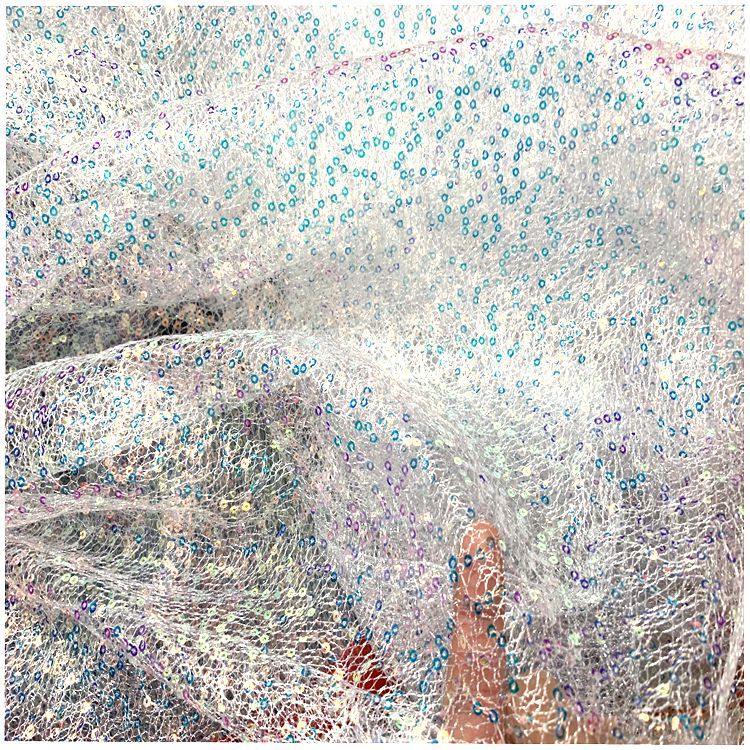 Knitted mesh fabric, diamond film, embroidered pieces, clothing fabric, toys, headwear, hair accessories, headscarf fabric, mesh fabric, sequined yarn Item Picture