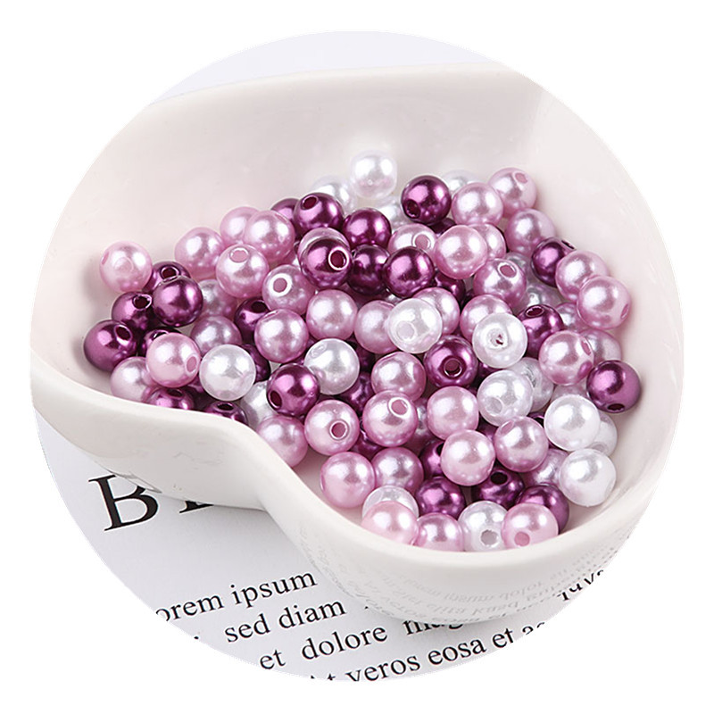 3-10mm colored perforated ABS pearl mixed color DIY handcrafted beaded bracelet accessory, white and beige Item Picture