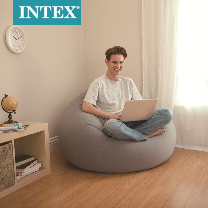 INTEX68579灰色条纹充气沙发居家休闲懒人沙发现代简约风现货批发