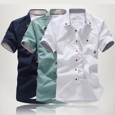 Camisa de manga corta de hombre 2023 verano coreano slim fit casual pequeña champiñón camisa de manga media moda juvenil hombre details Picture