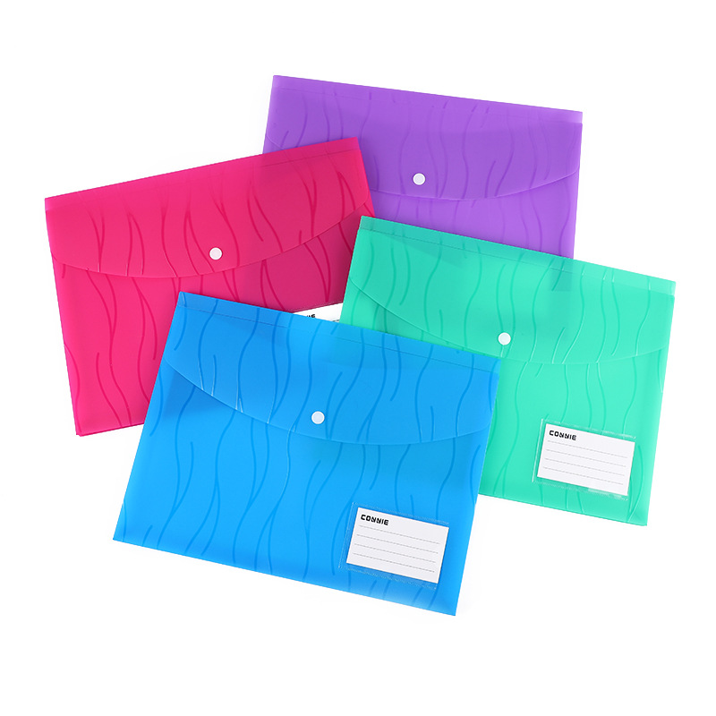 Factory in-stock snap-on file bags A4 waterproof three-dimensional data storage bags wholesale color file bags E6531