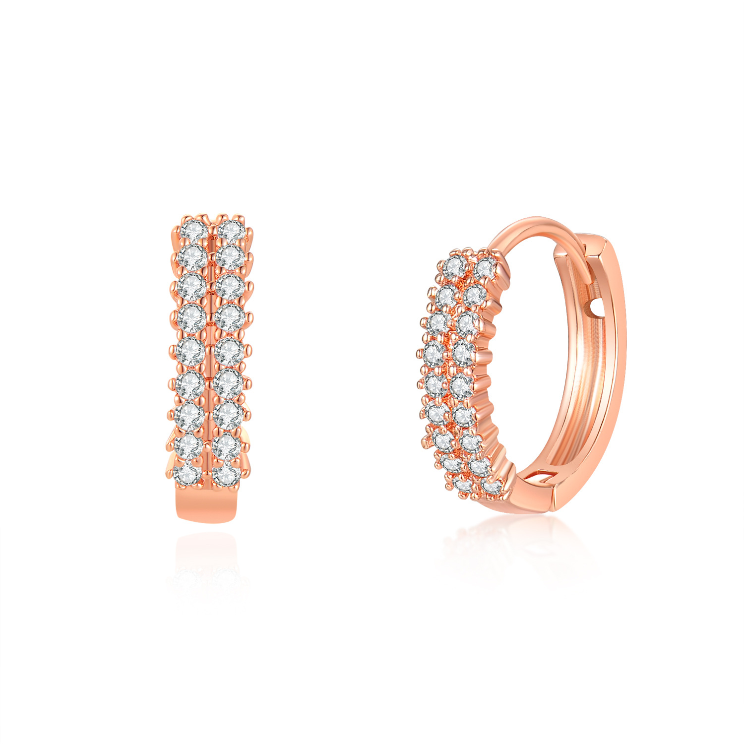 Exquisite and shiny earrings and stud earrings for women, Korean fashion zircon ear buckles, double-row diamond-encruted ear buckles
