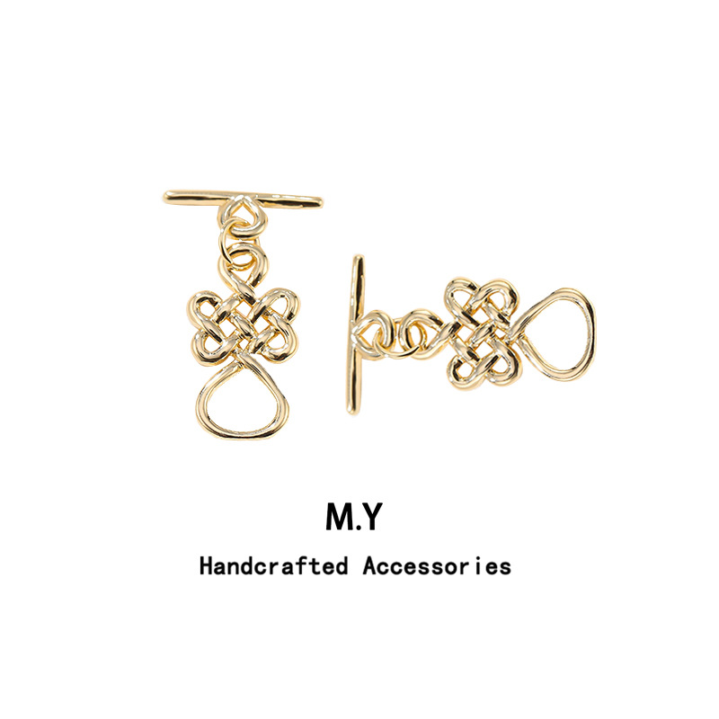 14k gold-plated copper Chinese knot ot buckle pearl necklace bracelet, end connection buckle, clasp, rod buckle accessory Application Scenario